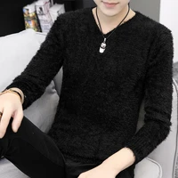 2021 new v neck sweater mens autumn and winter plush pullover knitted mens long sleeve thick loose pullover