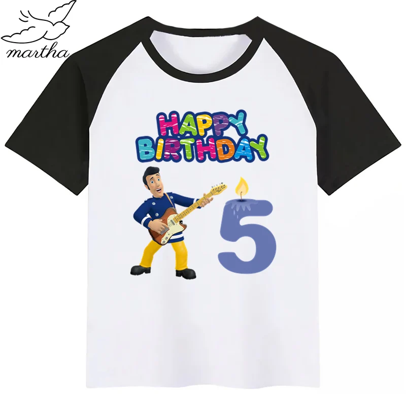 Одежда для детей с надписью Happy Birthday Number Fireman Sam DIYKids футболка девочек подарок на