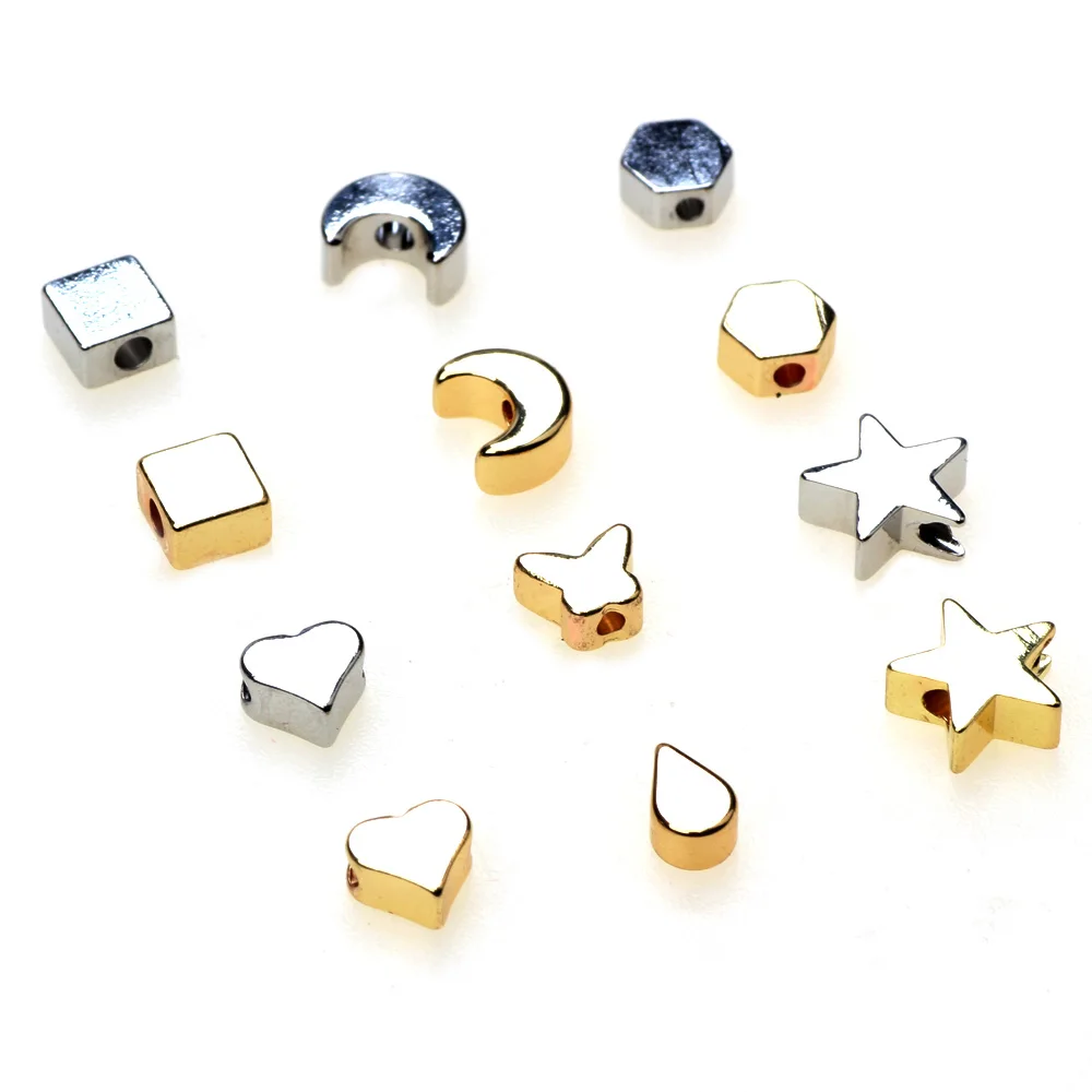 

24pcs/Lot Copper Metal Star/Heart/Butterfly Rhodium/Gold Color Spacer Beads DIY Necklace Bracelet Earring For Jewelry Making DIY