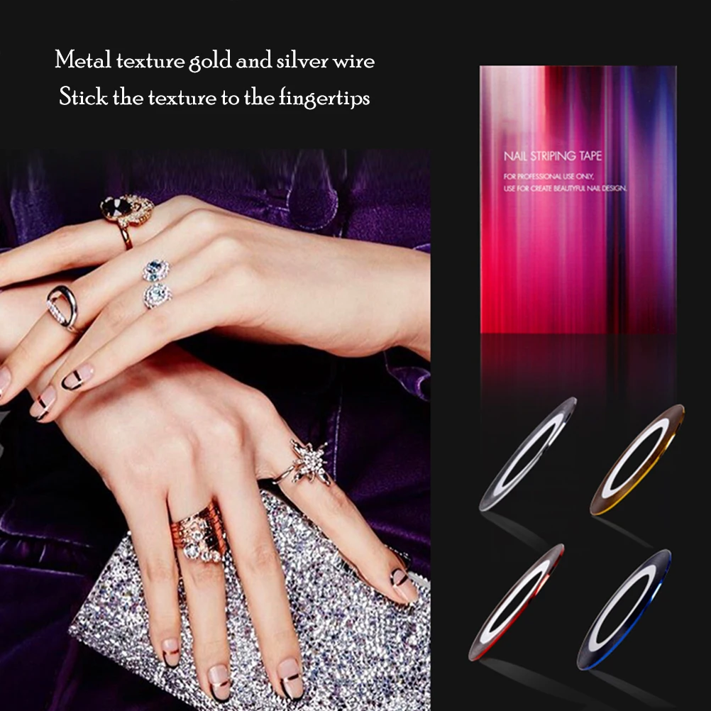 Наклейки для ногтей 32 цвета полоски ленточные линии разноцветных рулонов лента