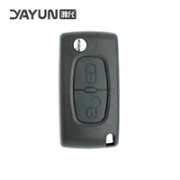 yayun forpeugeot 2 buttons with battery holder key shell blank blade with groove