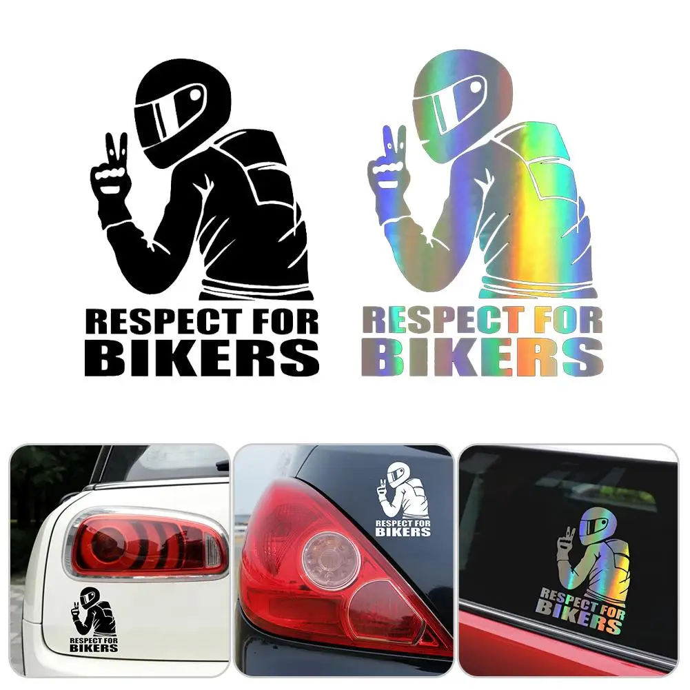 

15x11CM Car Stickers Respet For Bikers Sticker On Auto Vinyl Funny 3D Stickers And Decals Motorcycle Car Styling Decoration