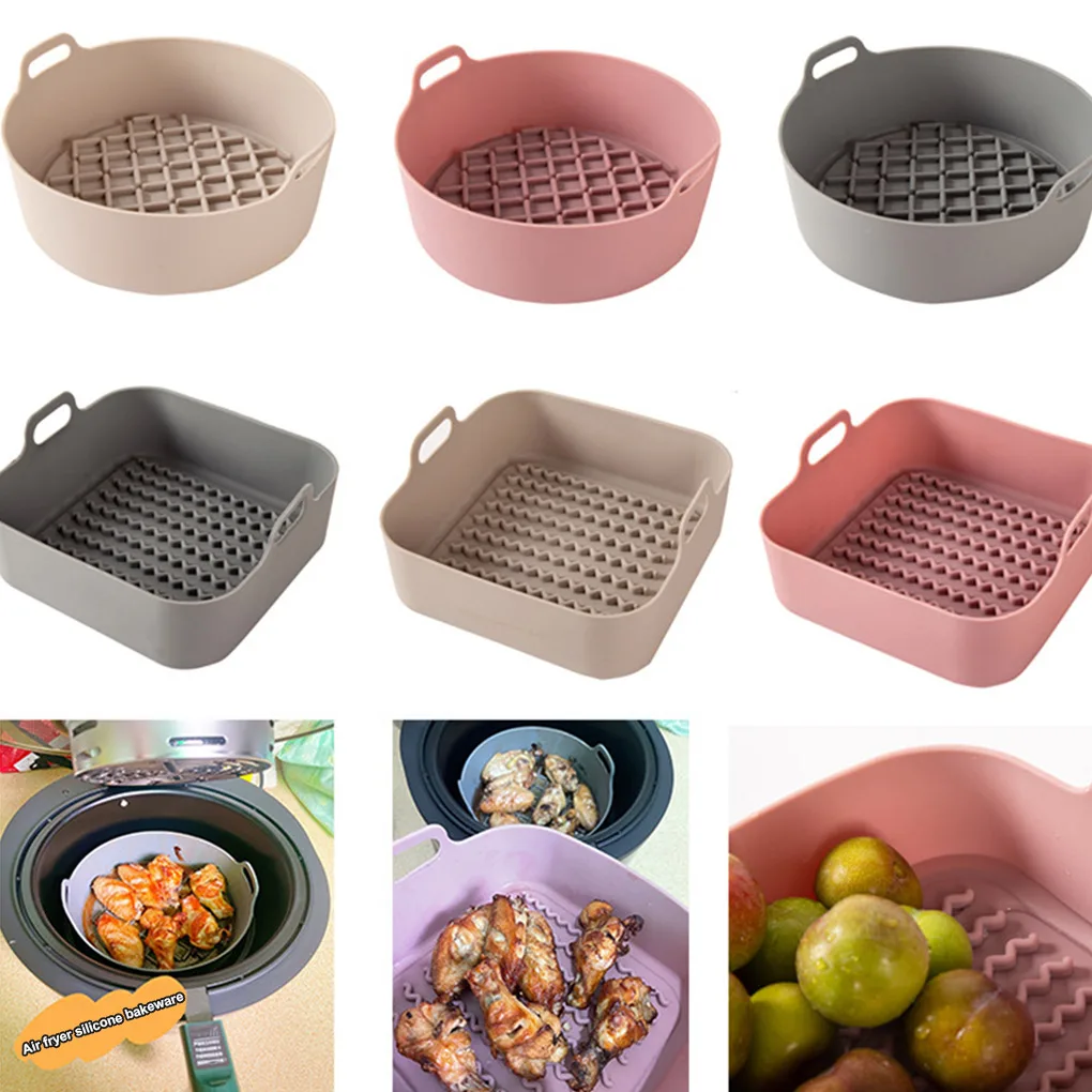 

AirFryer Silicone Pot Multifunctional Air Fryers Oven Accessories Bread Fried Chicken Pizza Basket Baking Tray FDA Baking Dishes