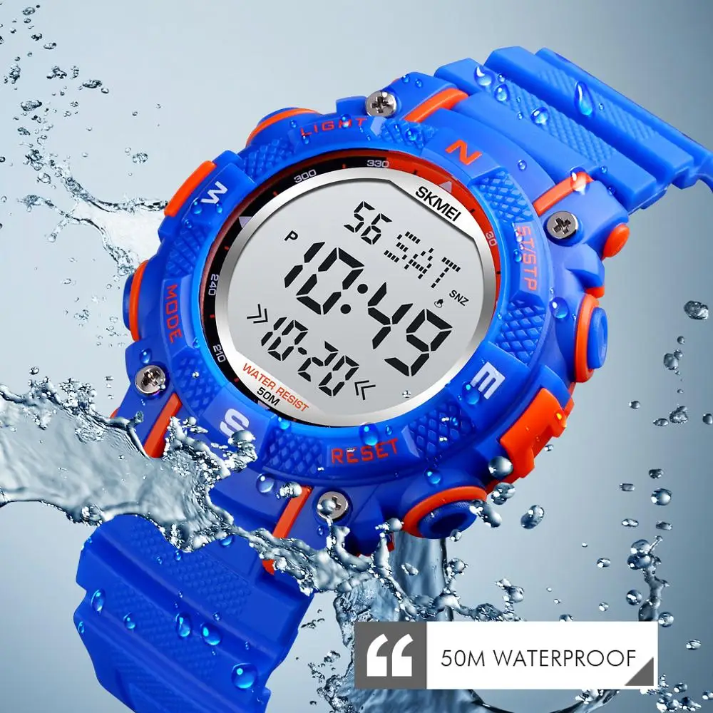 

SKMEI 5Bar Waterproof Children Sport Watches Chrono Stopwatch Alarm LED Light Kids Wristwatches Boys Girls Digital Clock 1613