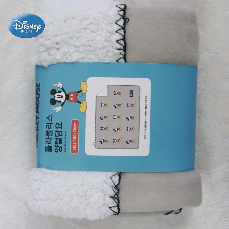 Disney Mickey Mouse серебристо серое портативное покрывало с шерпом 70х90 см для маленьких