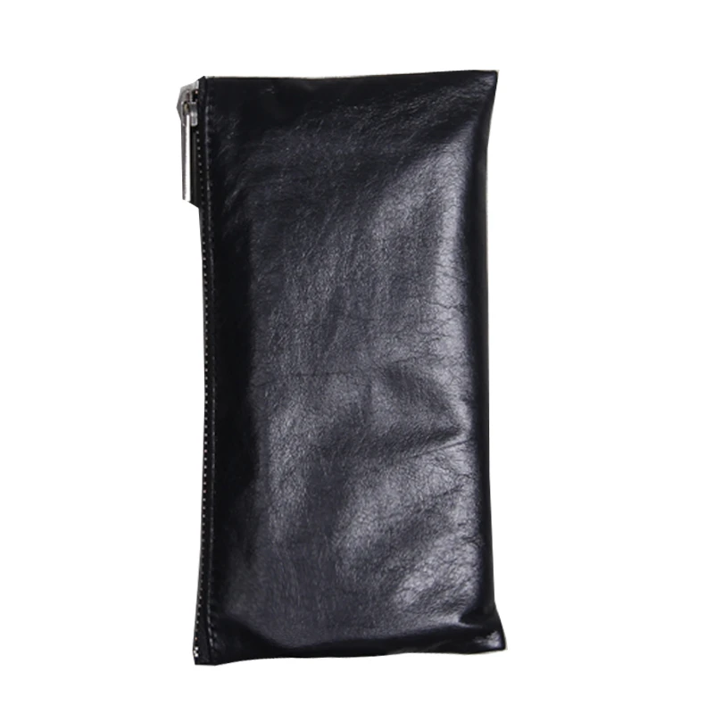 

New Fashion Men Long Wallets First Layer Leather Luxury Handmade Simple Zipper Phone Purses Soft Cowskin Casual Money Clutch Bag