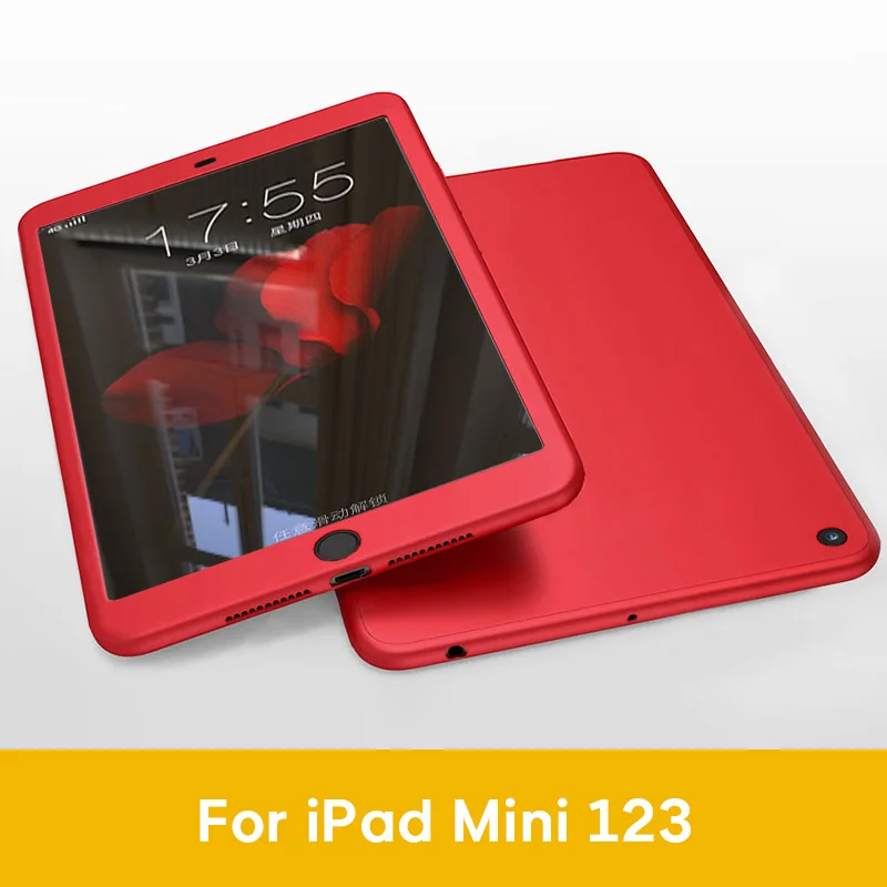 iPad mini 1 2 3 RD Чехол для iPad Air 1 2 3 iPad mini 4 5 для iPad Pro 10,5 силиконовый 360 всего тела крышка+ Стекло для iPad 9,7 5th 6th чехол - Цвет: iPad mini 1 2 3 RD