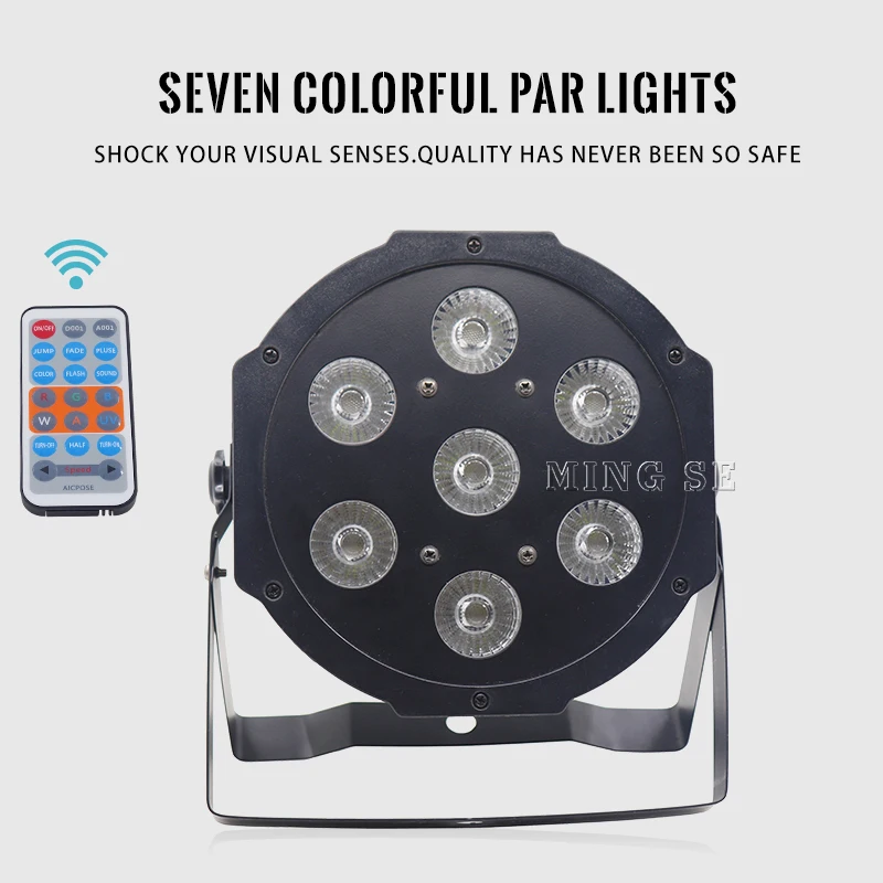 

30pcs/lots 7x12w Wireless Remote led Par lights RGBW 4in1 flat par led dmx512 disco lights professional stage dj equipment