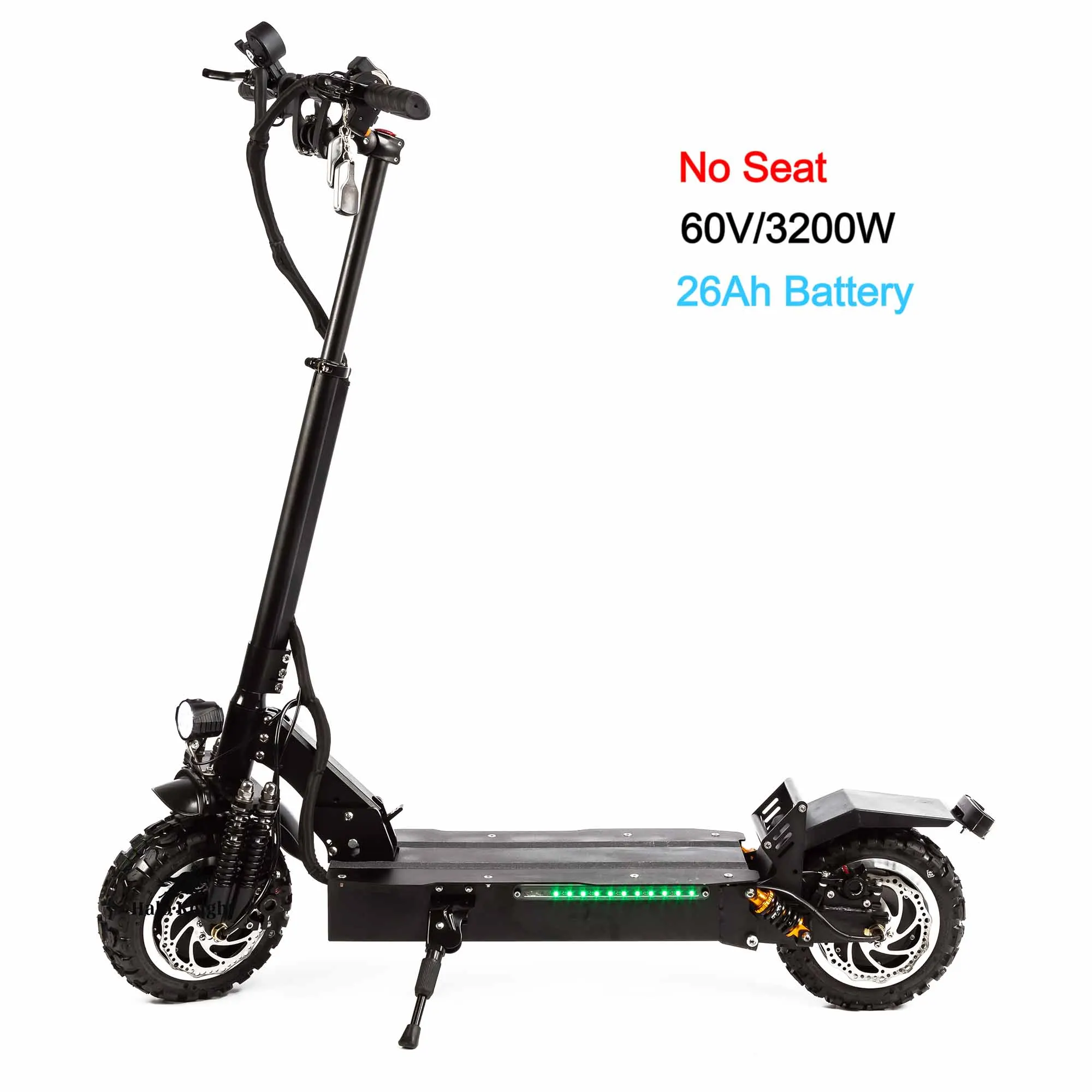 No Seat 26Ah Halo В рыцарском стиле электрический скутер двойной диск 60V 3200W с деревянным сиденьем 11 дюймов внедорожные шины складной электрический мотоцикл, способный преодолевать Броды для взрослых - Цвет: No Seat 26Ah