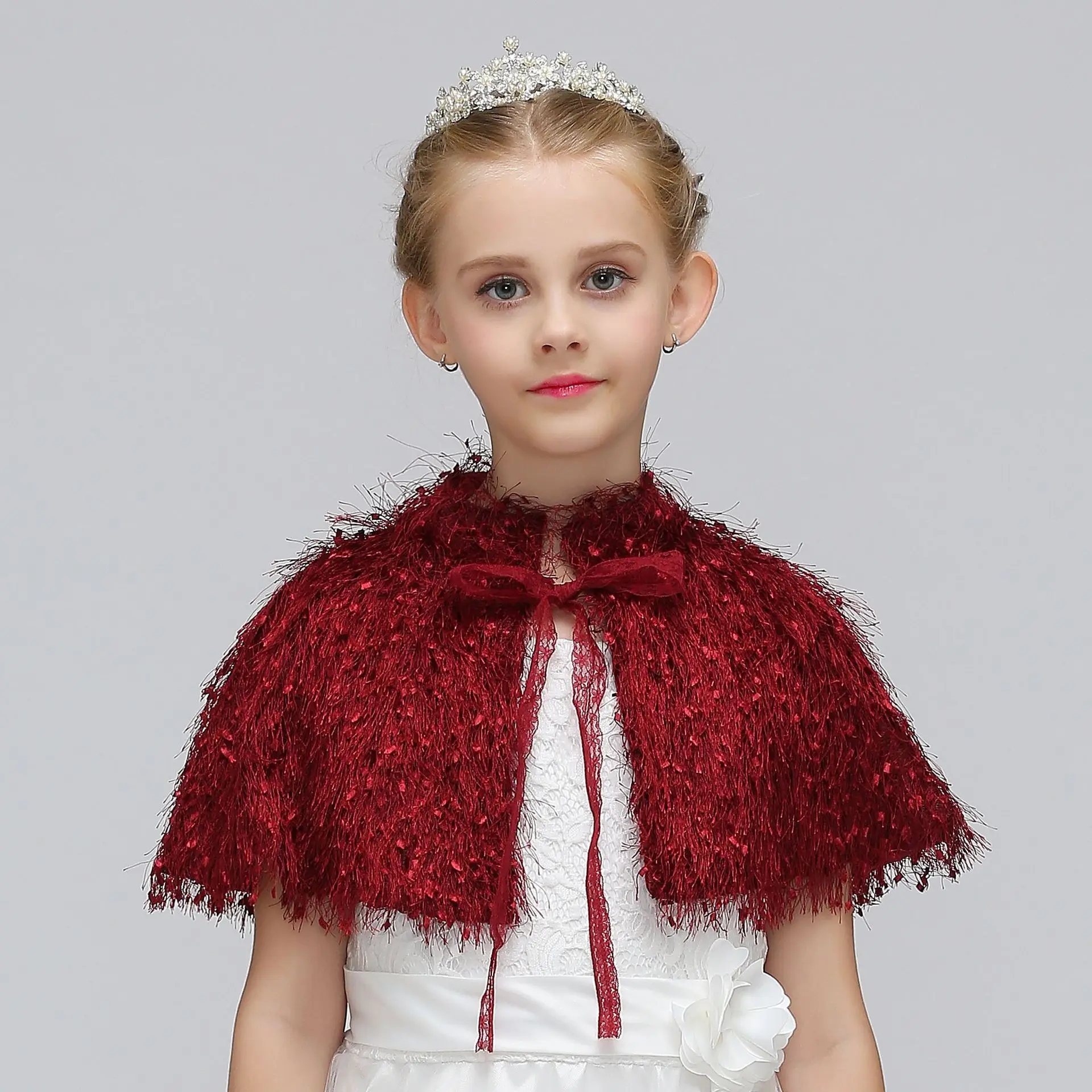 Элегантная шаль принцессы для девочек Детский кардиган короткие куртки