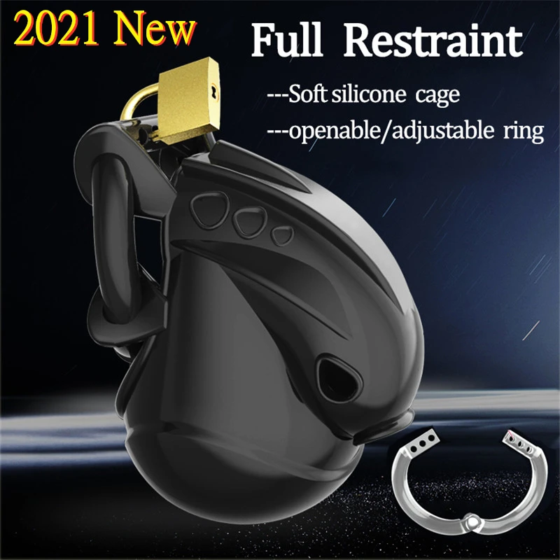 

New Fully Restraint Silicone Male Chastity Devices,Scrotum Ball Stretcher,Cock Cage,Adjustable Cuff Penis Ring,Sex Toys For Men