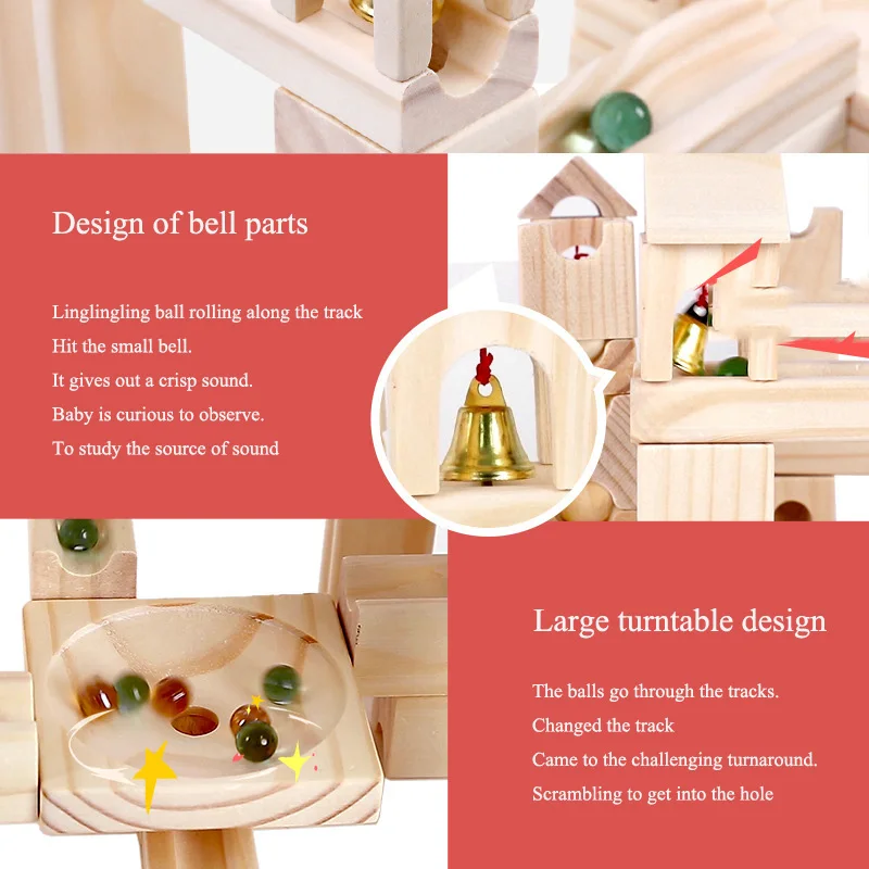 Деревянный мраморный трек строительные блоки Детский развивающий сборный шар