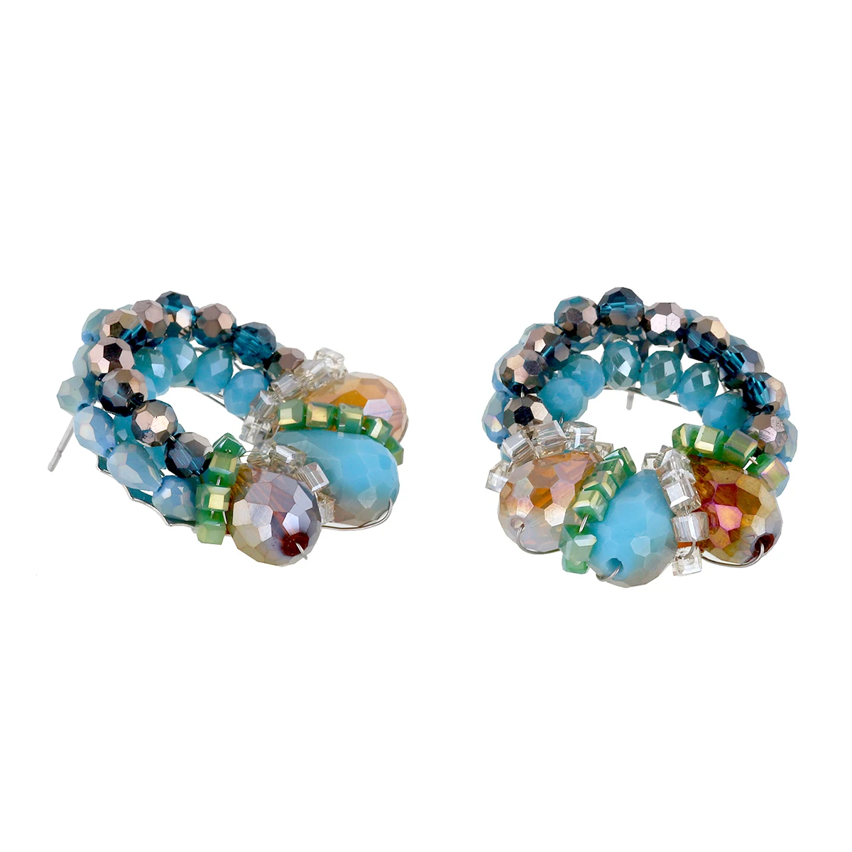 HAHATOTO круглой формы в форме цветка Форма серьги гвоздики с синим Цвет украшенные