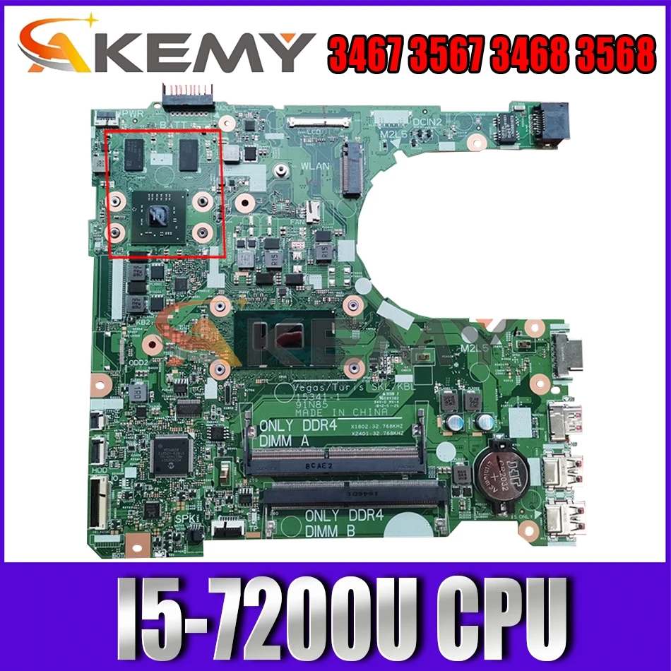 

Akemy абсолютно новый I5-7200U 15341-1 91N85 для Dell vostro 3467 3567 3468 3568 материнская плата CN-031T2G 31T2G материнская плата 100% тестирование