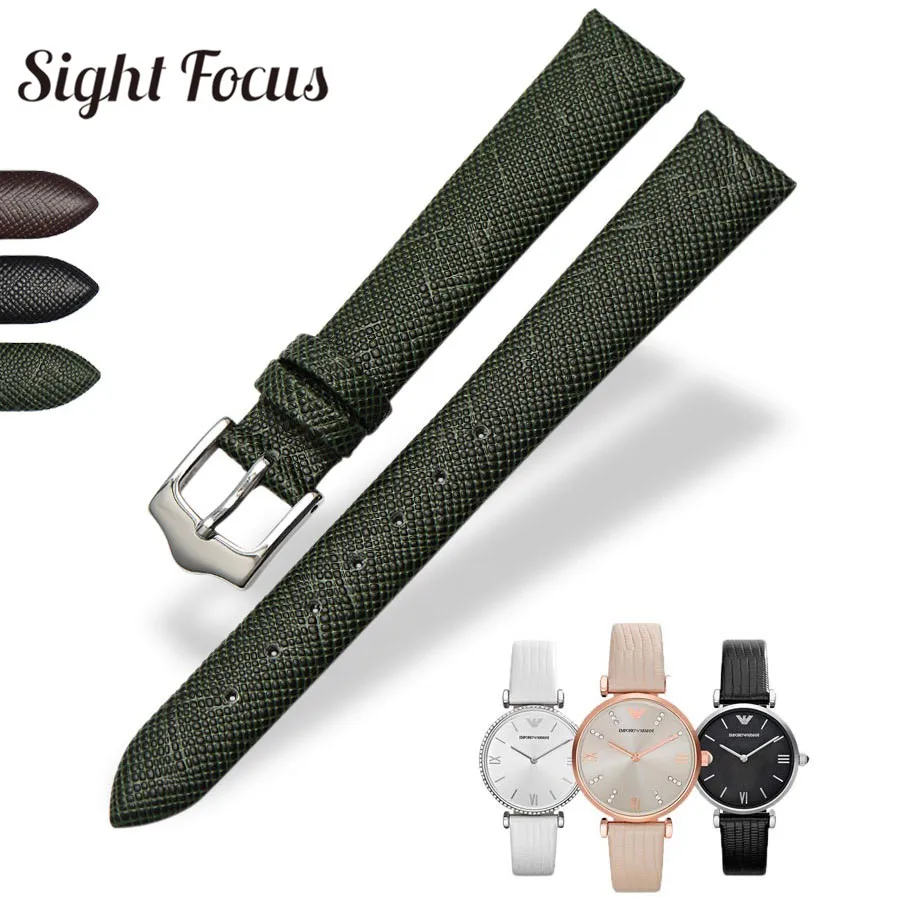 

14mm Lizard Grain Calf Leather Watch Strap for Women Watchbands For Armani AR1876 1681 1678 1726 Watch Band Lady Bracelet Belts
