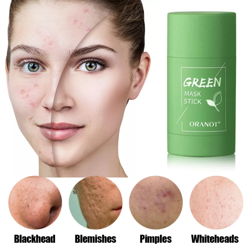 

Green Tea Solid Clay Mask Stick Moist Remove Blackheads Oil Control Anti-Acne Deep Cleansing Smear Hydrating Mud FACE Mask TSLM1