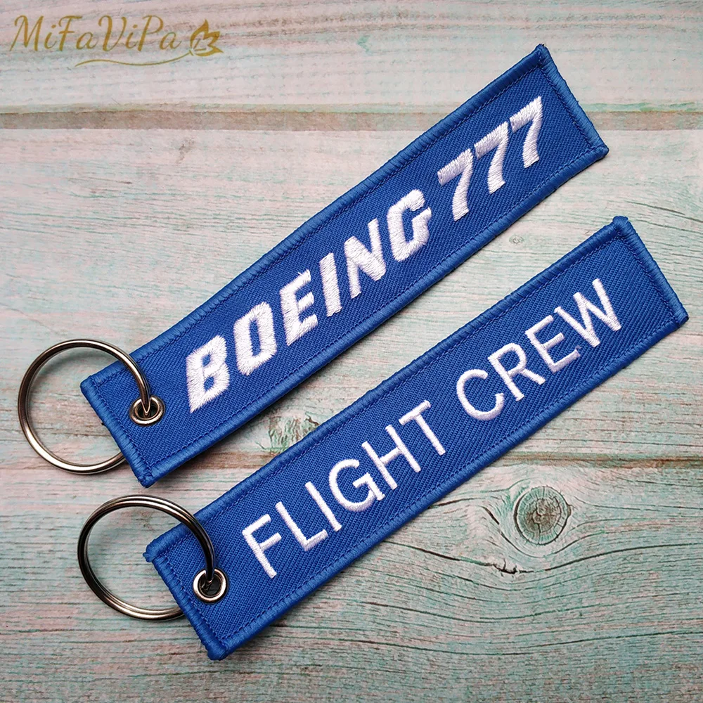 

2 PCS Blue Boeing 777 Porte Clef Llavero Fashion Trinket Keychain Embroidery Aviation Key Chains Flight Crew Sleutelhanger Tags