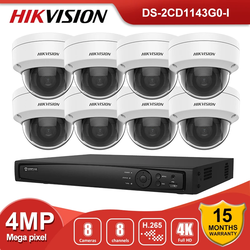 Hikvsion 4K система видеонаблюдения с IP-камерами OEM 8MP POE NVR DS-2CD1143G0-I 4MP Фиксированная