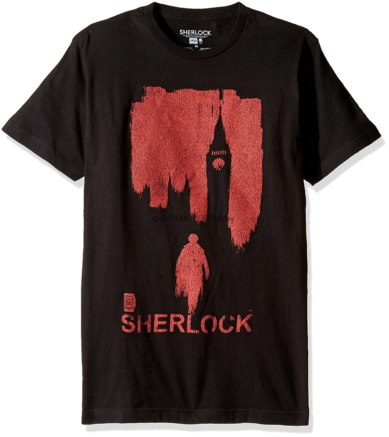 Мужская красная футболка Sherlock с Лондоном|Мужские футболки| |