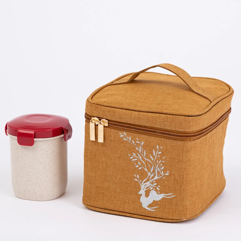 

Zipper Waterproof Insulation Picnic Lunch Bags For Unisex Kids Thickened Aluminum Foil Ice Pack School Food Storage Handbag