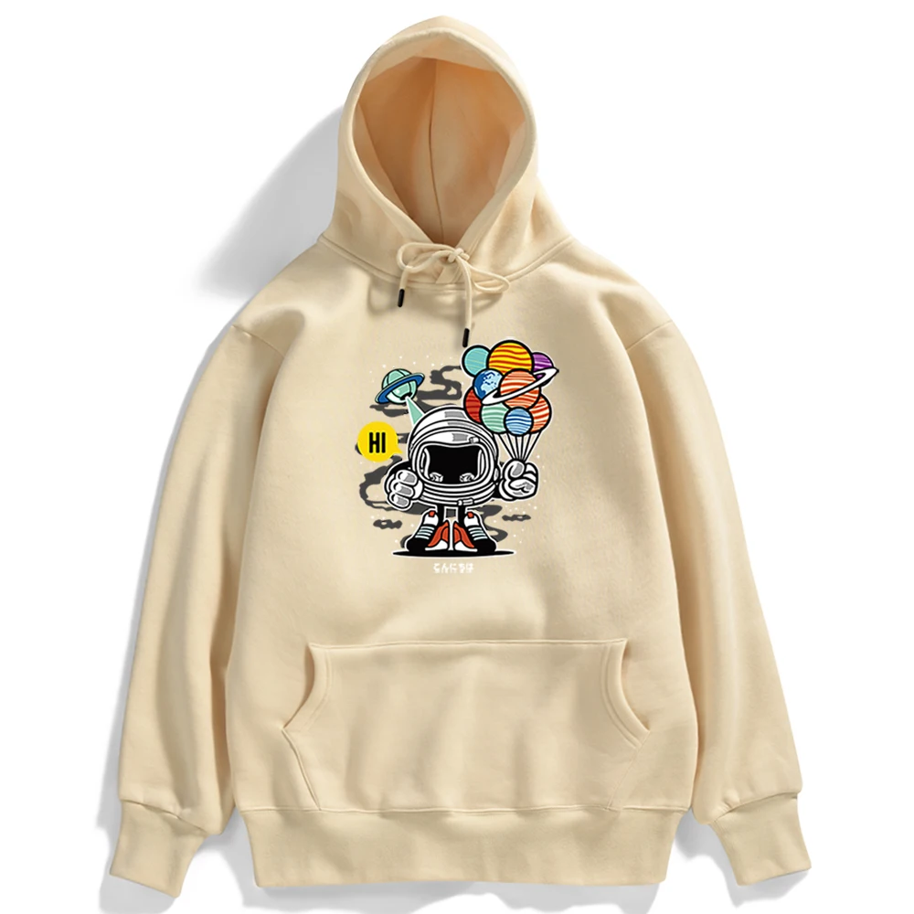 

Balloon Astronaut Print Hoodies Womens Pocket Autumn Clothes Cute Casual Crewneck Streetwear Fleece Loose Women Hoodies