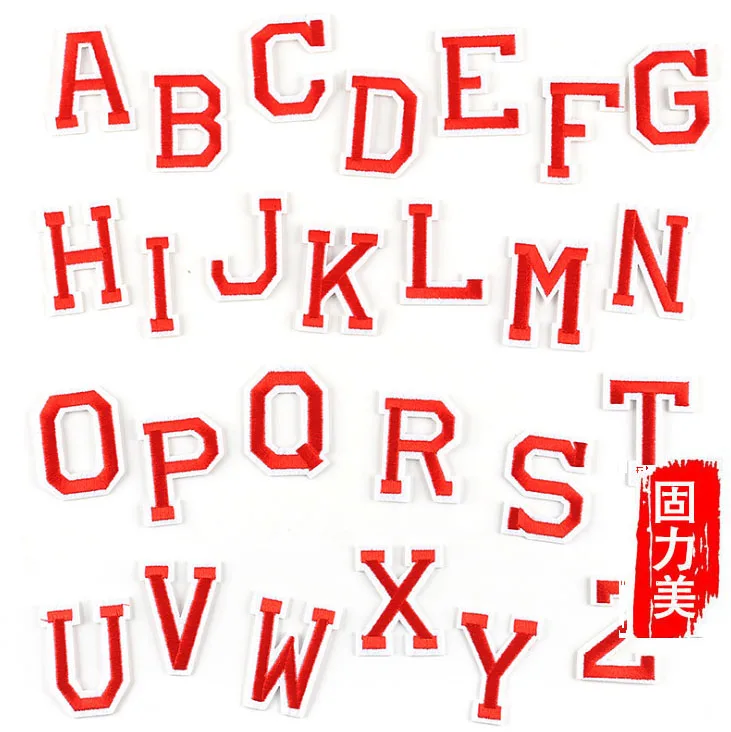 1set 26 pcs Black white red green yellow gold pink English letter A-Z ironing on patch | Дом и сад
