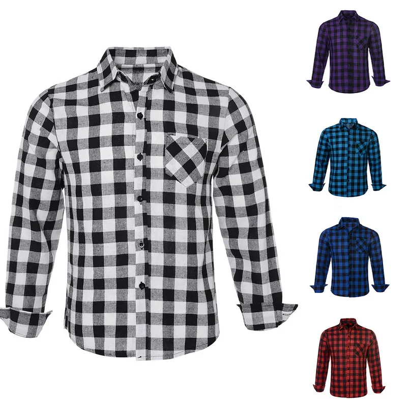 MJARTORIA 2019 мужская клетчатая рубашка модная повседневная на пуговицах с длинным