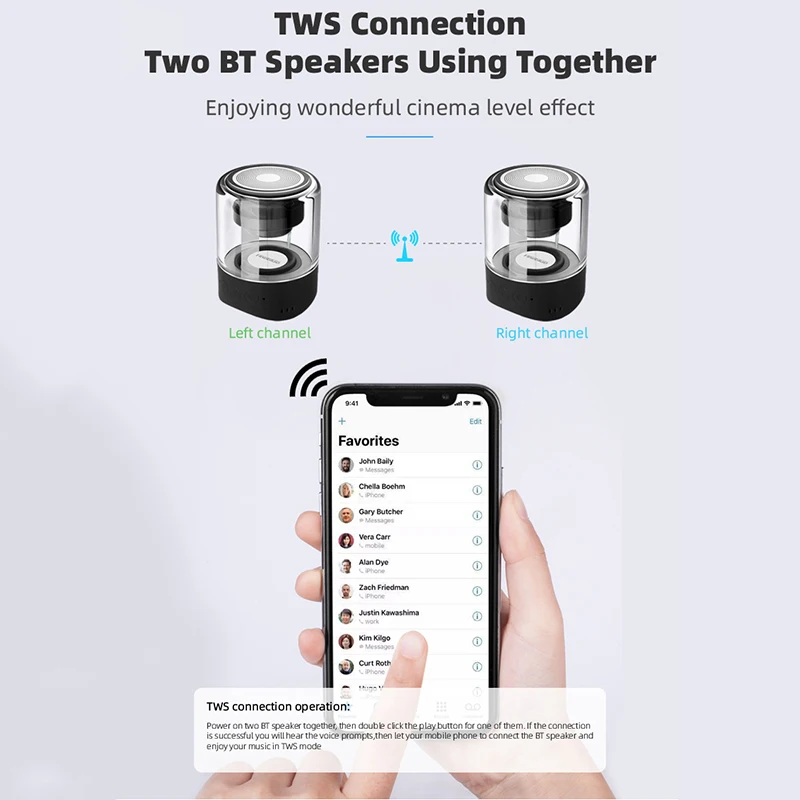 Беспроводная колонка Fineblue MK22 TWS Bluetooth мини Колонка светодиодный Ной