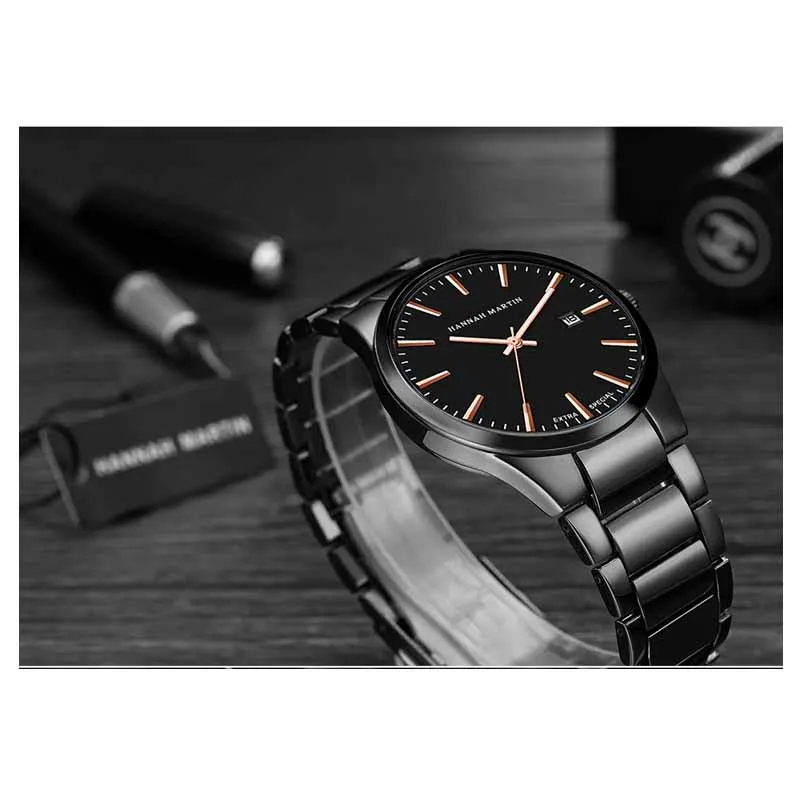 Часы Hannah Martin Мужские кварцевые брендовые Роскошные деловые повседневные модные