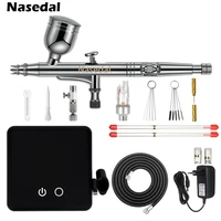 nasedal auto stop function airbrush compressor 0 3mm 7cc dual action airbrush spray gun for model cake painting nail art car