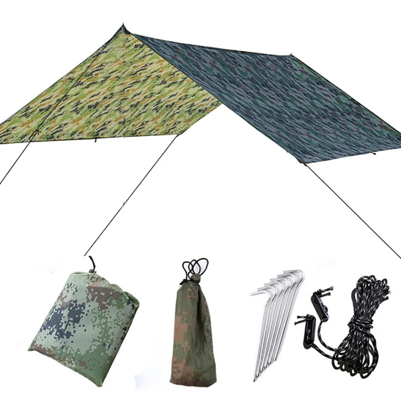 Camouflage 3x3 м водонепроницаемый солнцезащитный навес наружные навесы тент брезент анти УФ Пляжная палатка тент Кемпинг гамак дождь муха кемпинг навес от солнца - Цвет: Camouflage