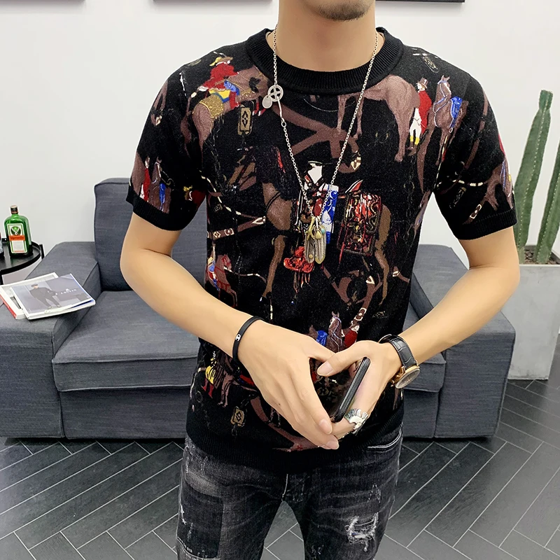 Camisetas Hombre Повседневная футболка Топы с принтом короткая рубашка 2019 короткий