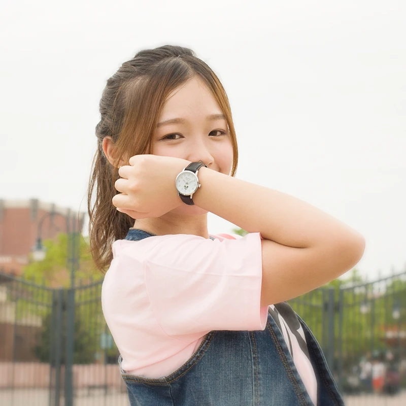Бренд DISNEY MICKY MOUSE модные кожаные Наручные часы женские Mujer Bayan Kol Saati Montre Feminino хит