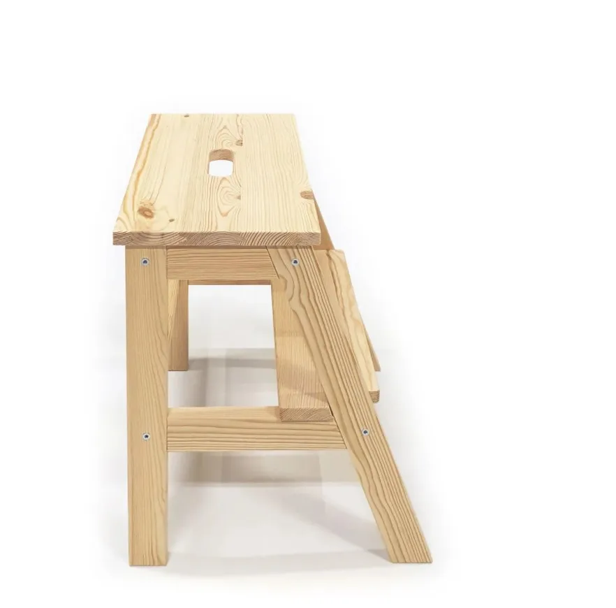 Rectangular 2 Steps Ladder Sturdy Solid Pine Step Stool Wooden with 242lb Load Capacity Foot for Kitchen Living Room | Мебель