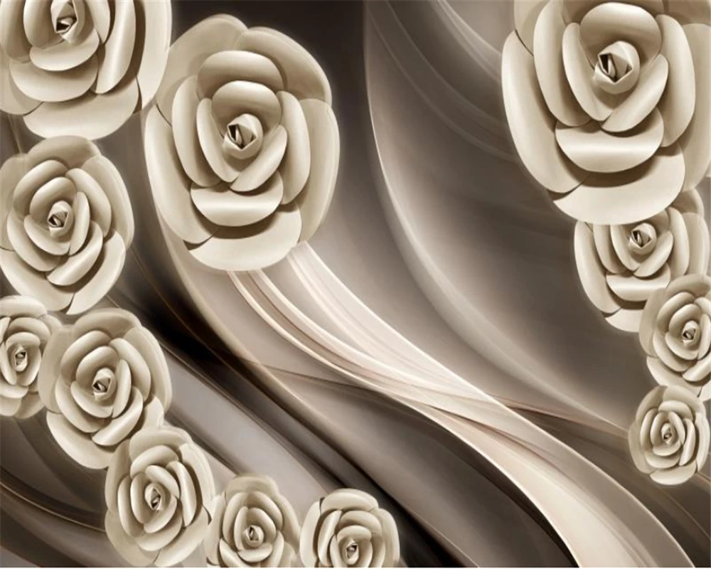 

Romantic Rose 3D Wallpaper Photo Wallpaper 3d Flower Home Decor Living Room Bedroom Wallcovering HD Classic 3d Wallpaper