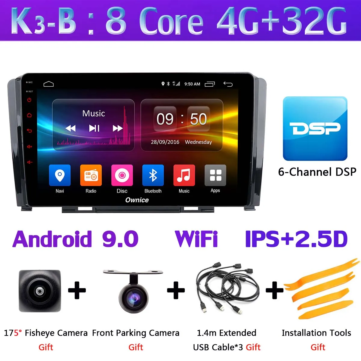 K3-B Ownice K1 K3 K5 K6 автомобильный dvd-плеер для Great Wall Hover Haval H6 2009- Автомобильный gps Радио DSP CarPlay стерео 360 ° панорамный - Цвет: K3-B