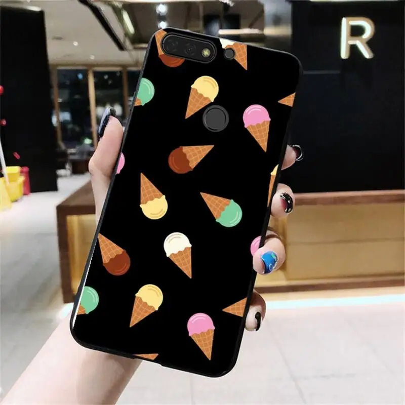 Чехол Babaite с мороженым черный мягкий чехол для телефона Huawei Honor 8X 9 10 20 Lite 7A 7C Honor10i 9X
