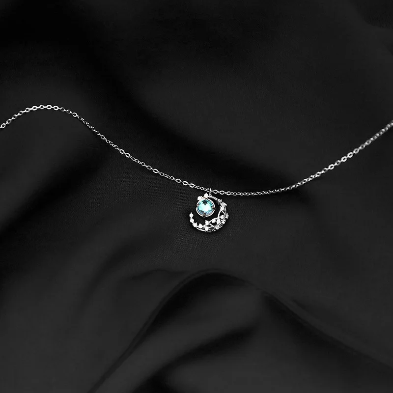 

New Fashion Women Jewelry Crescent Pendant Moon Necklace 925 sterling Silver Jewelry Best Quality
