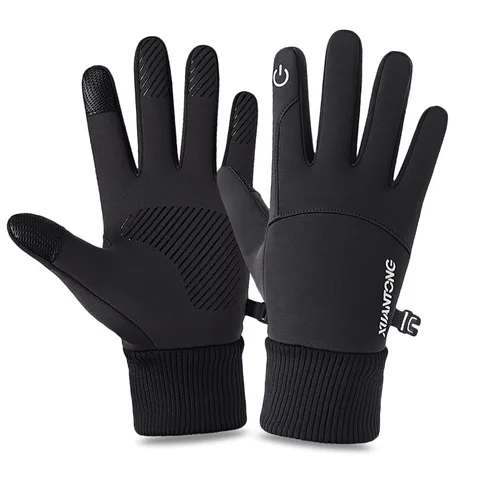 Зимние теплые перчатки для сенсорного экрана, велосипедные перчатки для холодной погоды, ветрозащитные водонепроницаемые спортивные перчатки для бега, езды на велосипеде, альпинизма