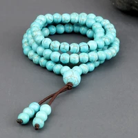 women men 108 blue pine stone beads bracelet necklace 6mm natural stone onyx beads strech prayer bracelet fashion yoga jewelry