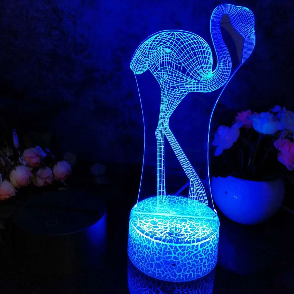 

Led 3D Night Light Flamingo Nightlight for Child Bedroom Decor Desk Lamp 16 Color with remote