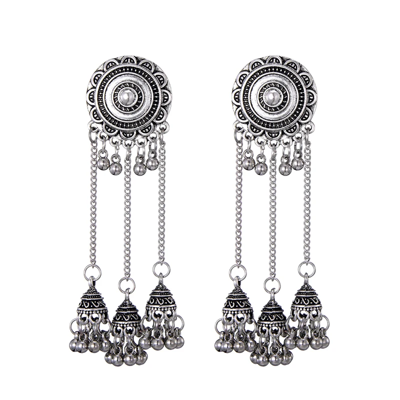 Женские винтажные серьги с серебряным покрытием на длинной цепочке богемный