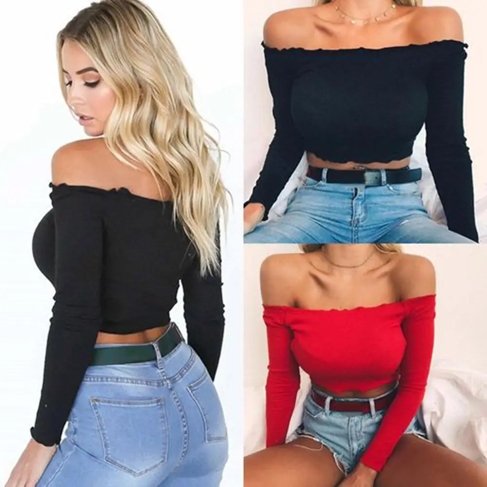 Лидер продаж! Пикантная женская рубашка укороченный топ повседневная однотонная