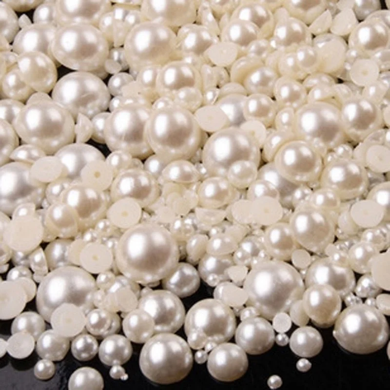 

1.5mm-20mm Beige ABS Imitation Pearls Half Round Flatback Resin Pearl Glue on Rhinestones Beads Nail Art Crafts Diy Decoration
