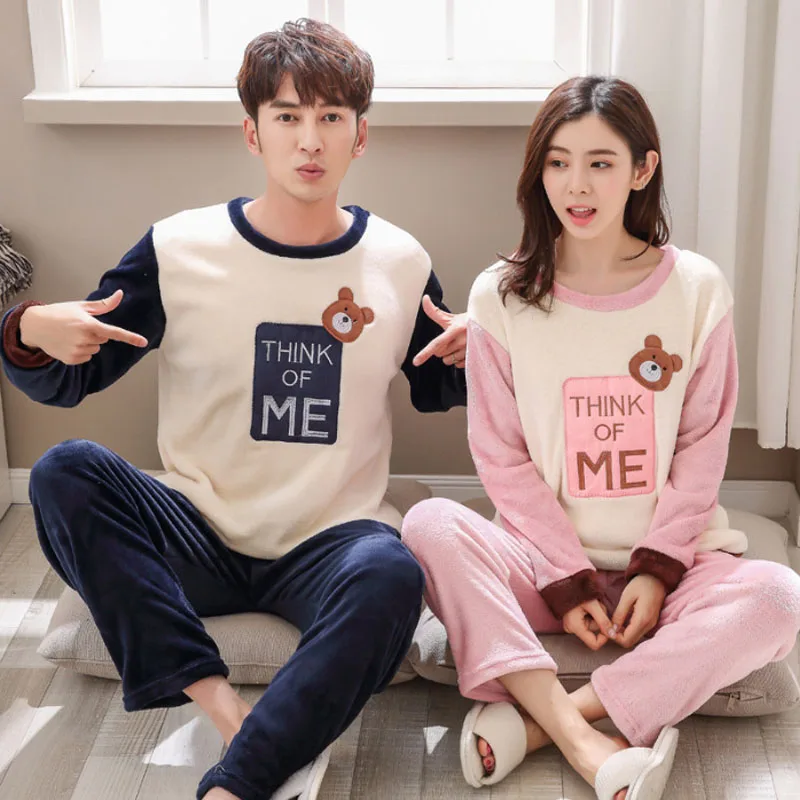 Пижама унисекс для взрослых Фланелевая пижама с милыми животными комплект