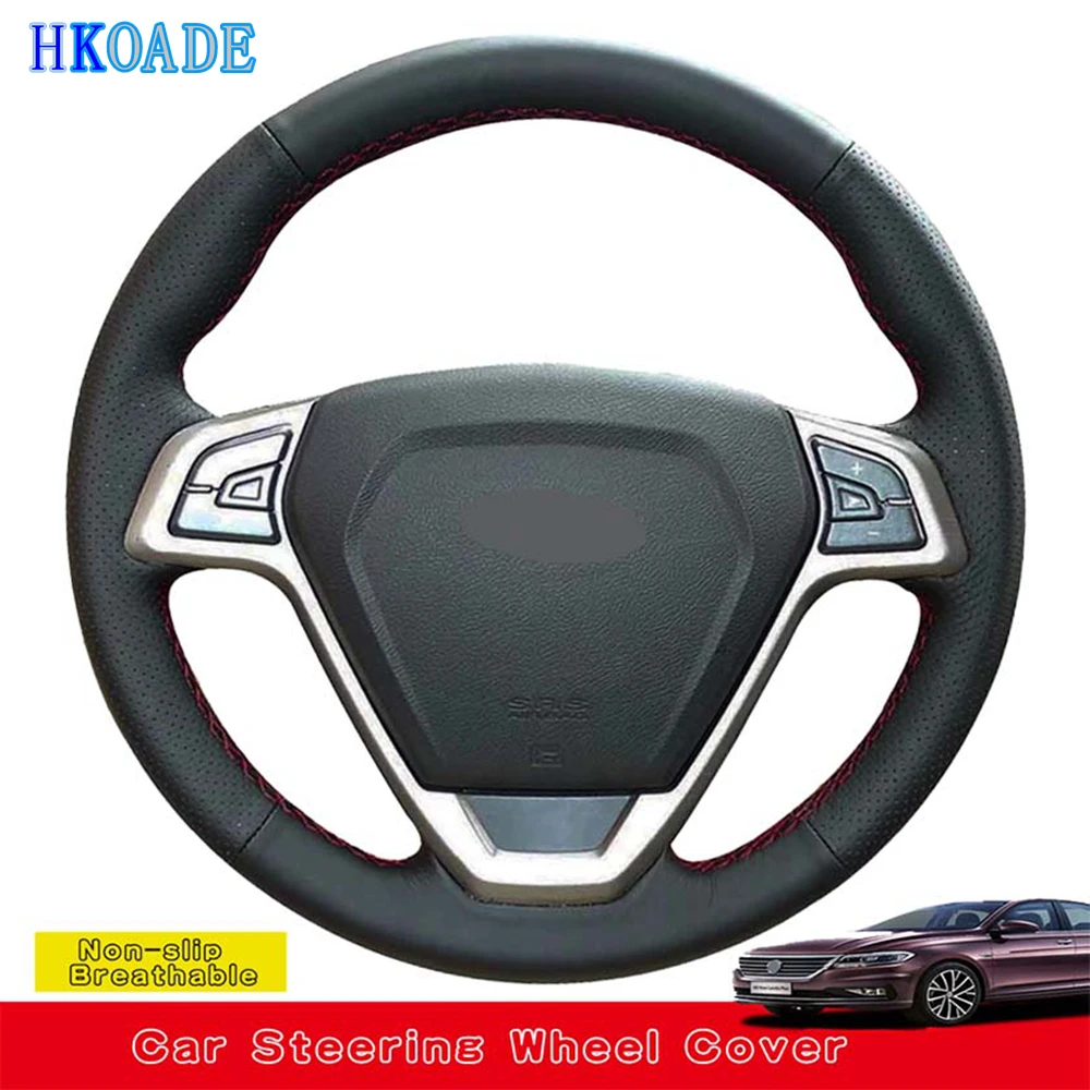 

Customize DIY Genuine Leather Car Accessories Steering Wheel Cover For Chery Tiggo 3 2011 2012 2013 2014 Car Interior