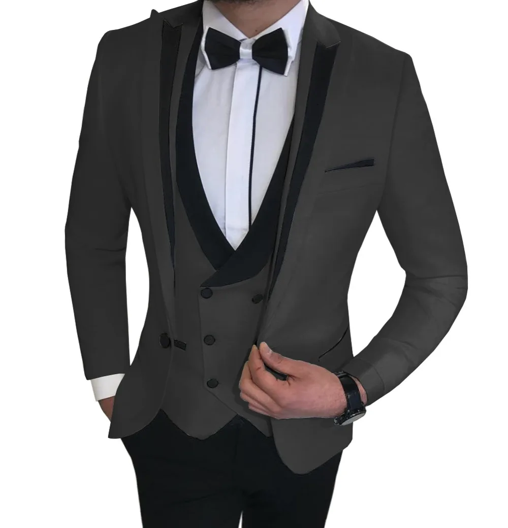 as picture Костюмы Под заказ Slim Fit 3 шт. деловой пиджак жениха смокинг Блейзер белые костюмы для свадьбы выпускной вечер(Блейзер+ жилет+ брюки - Цвет: as picture