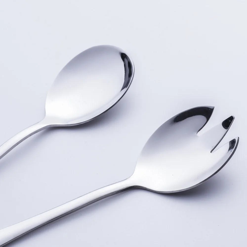 

2PCS Heavy Duty Stainless Steel Salad Fork and Spoon Serving Set for Party Home Restaurant