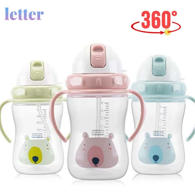 

Cartoon Baby Feeding Bottle Tritan Baby Drinker Sippy Training Cup Child Mug Learn Drinking Infant Milk Water Bottle Straw