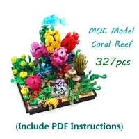327 pcs moc city ocean coral reef model set compatible crab dolphin seaweed grass bush plants accessories building blocks toys